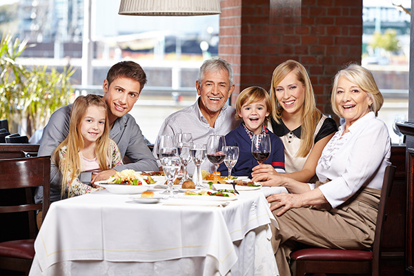 family in restaurant